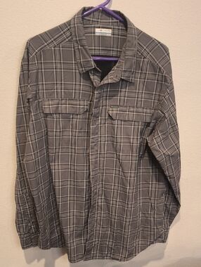Columbia Men's Gray Plaid Lightweight Fishing Shirt Men's XL